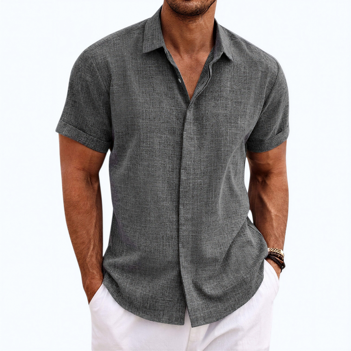 Men's Short Sleeve Button Up Linen Shirt