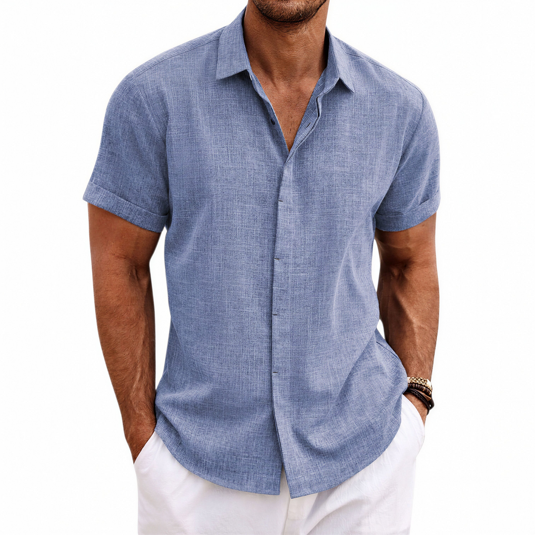 Men's Short Sleeve Button Up Linen Shirt