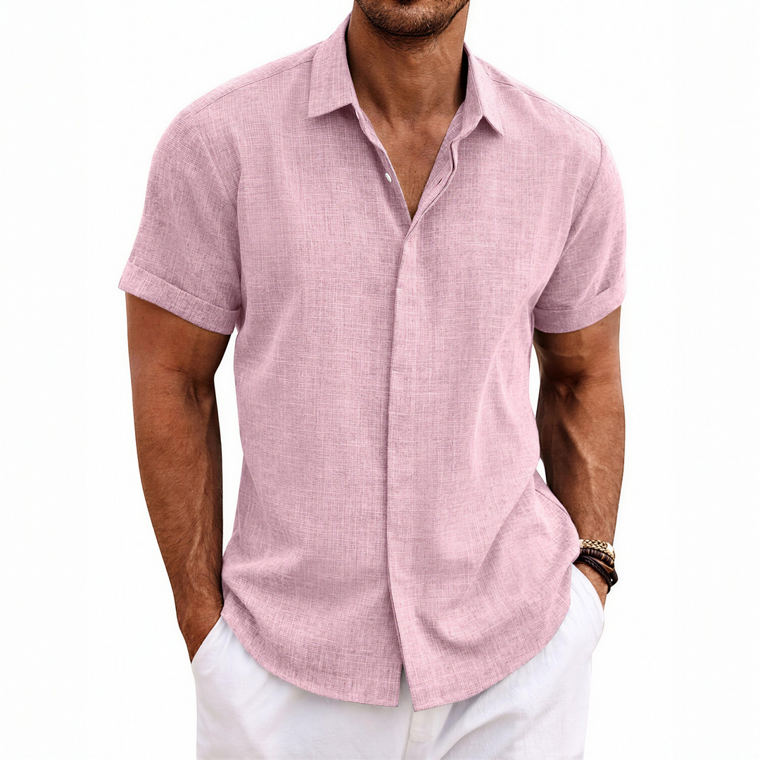 Men's Short Sleeve Button Up Linen Shirt