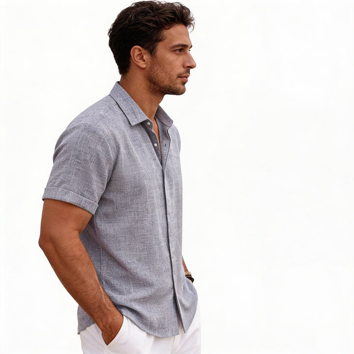 Men's Short Sleeve Button Up Linen Shirt