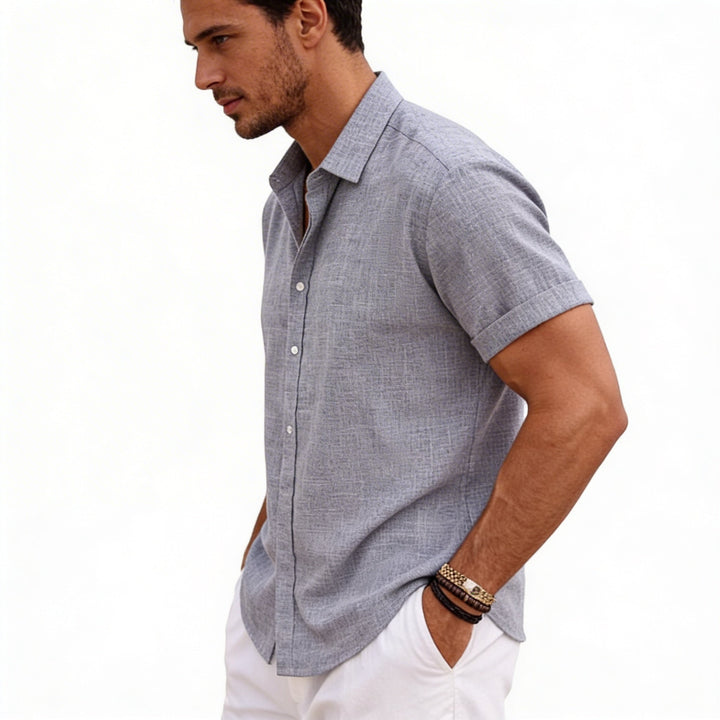 Men's Short Sleeve Button Up Linen Shirt