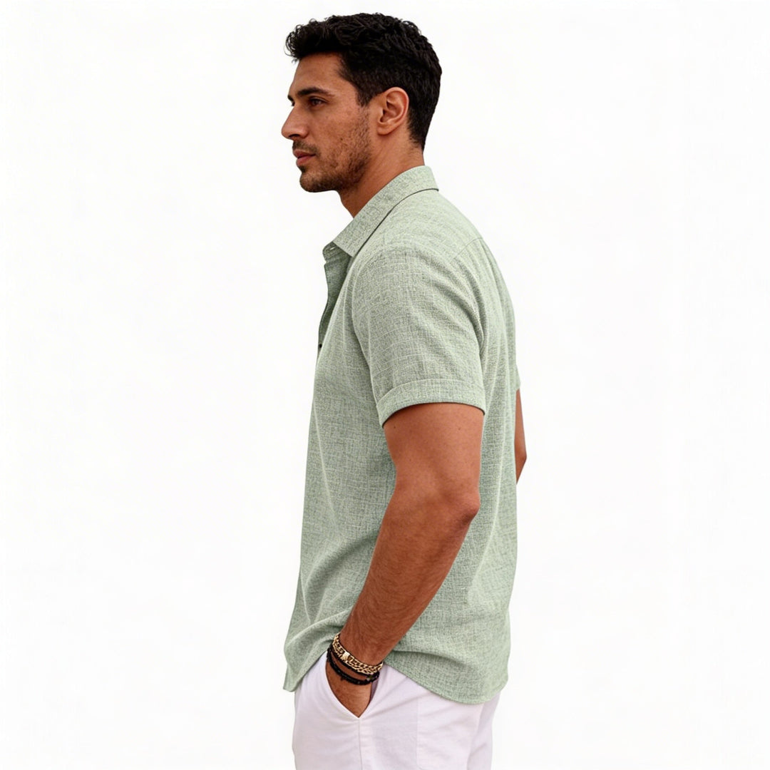 Men's Short Sleeve Button Up Linen Shirt