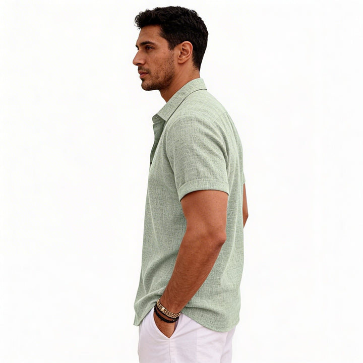 Men's Short Sleeve Button Up Linen Shirt