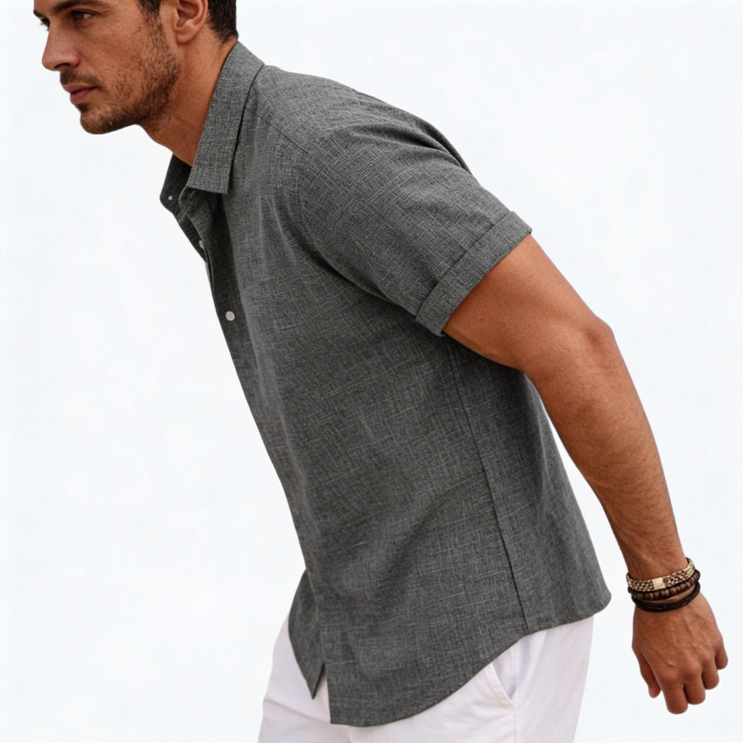 Men's Short Sleeve Button Up Linen Shirt
