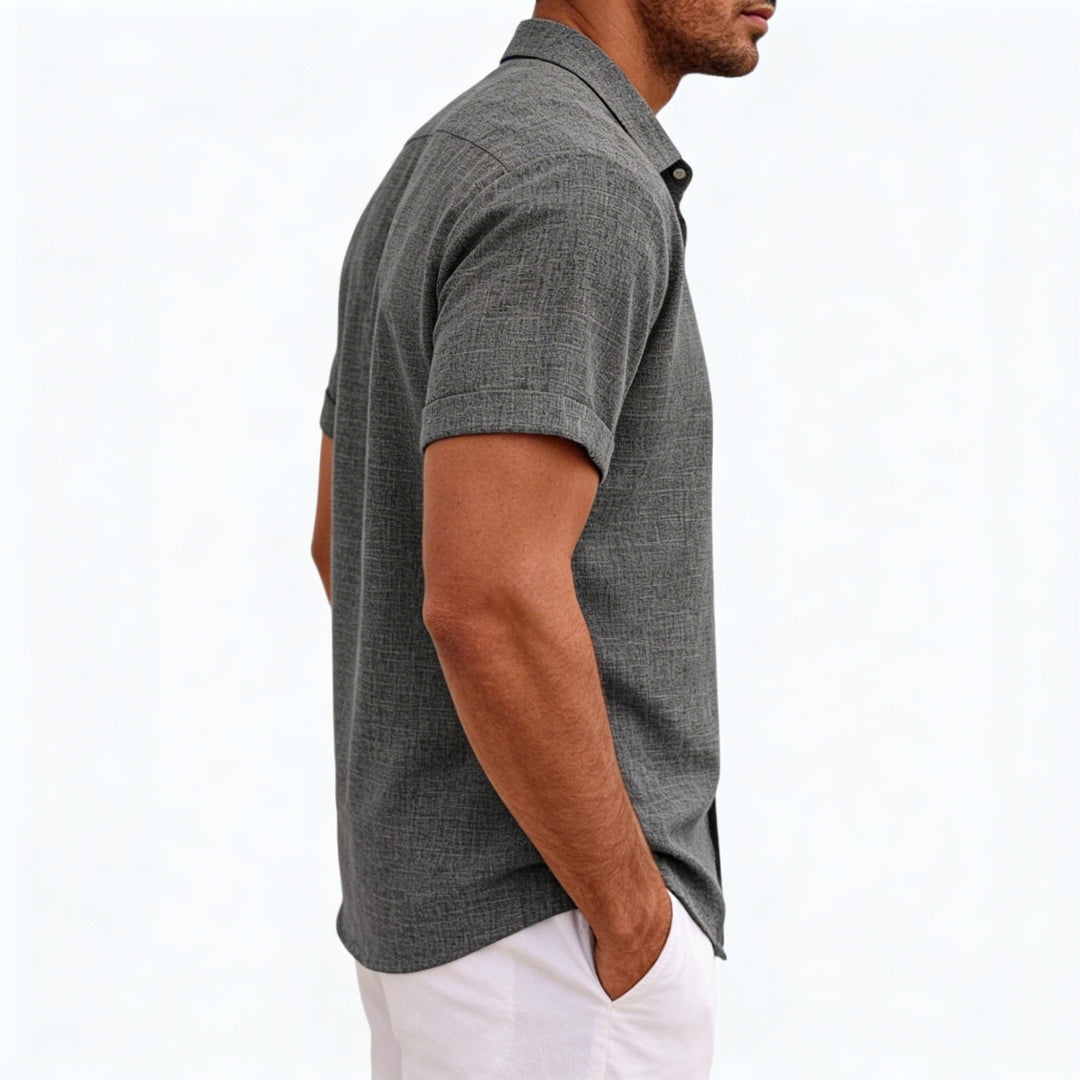 Men's Short Sleeve Button Up Linen Shirt