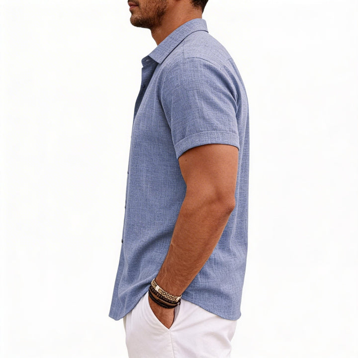 Men's Short Sleeve Button Up Linen Shirt