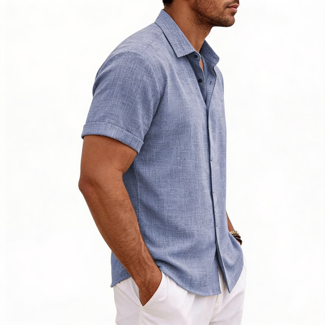 Men's Short Sleeve Button Up Linen Shirt