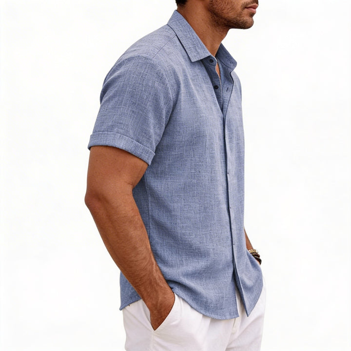 Men's Short Sleeve Button Up Linen Shirt