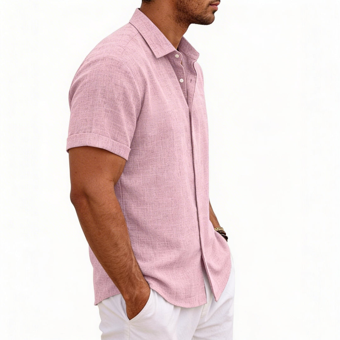 Men's Short Sleeve Button Up Linen Shirt