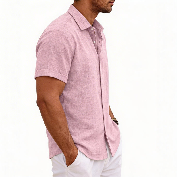 Men's Short Sleeve Button Up Linen Shirt
