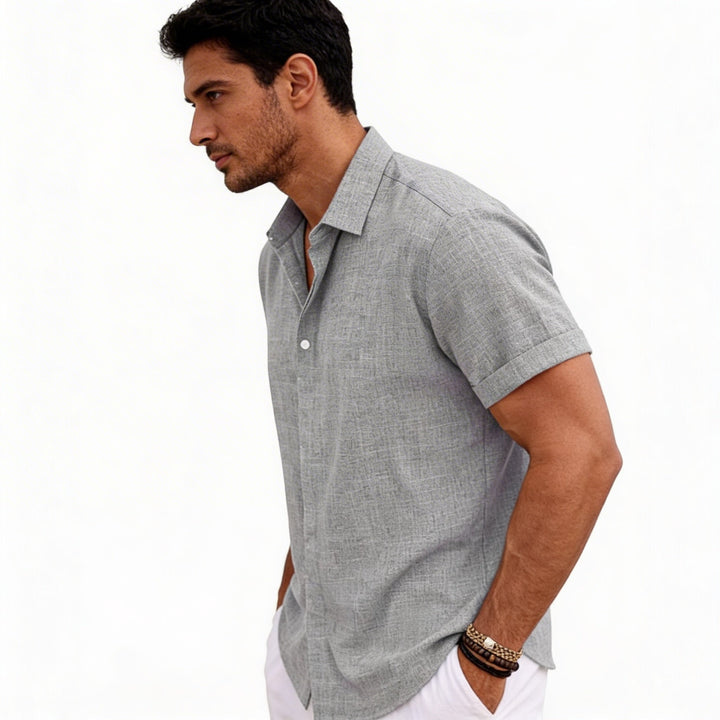 Men's Short Sleeve Button Up Linen Shirt