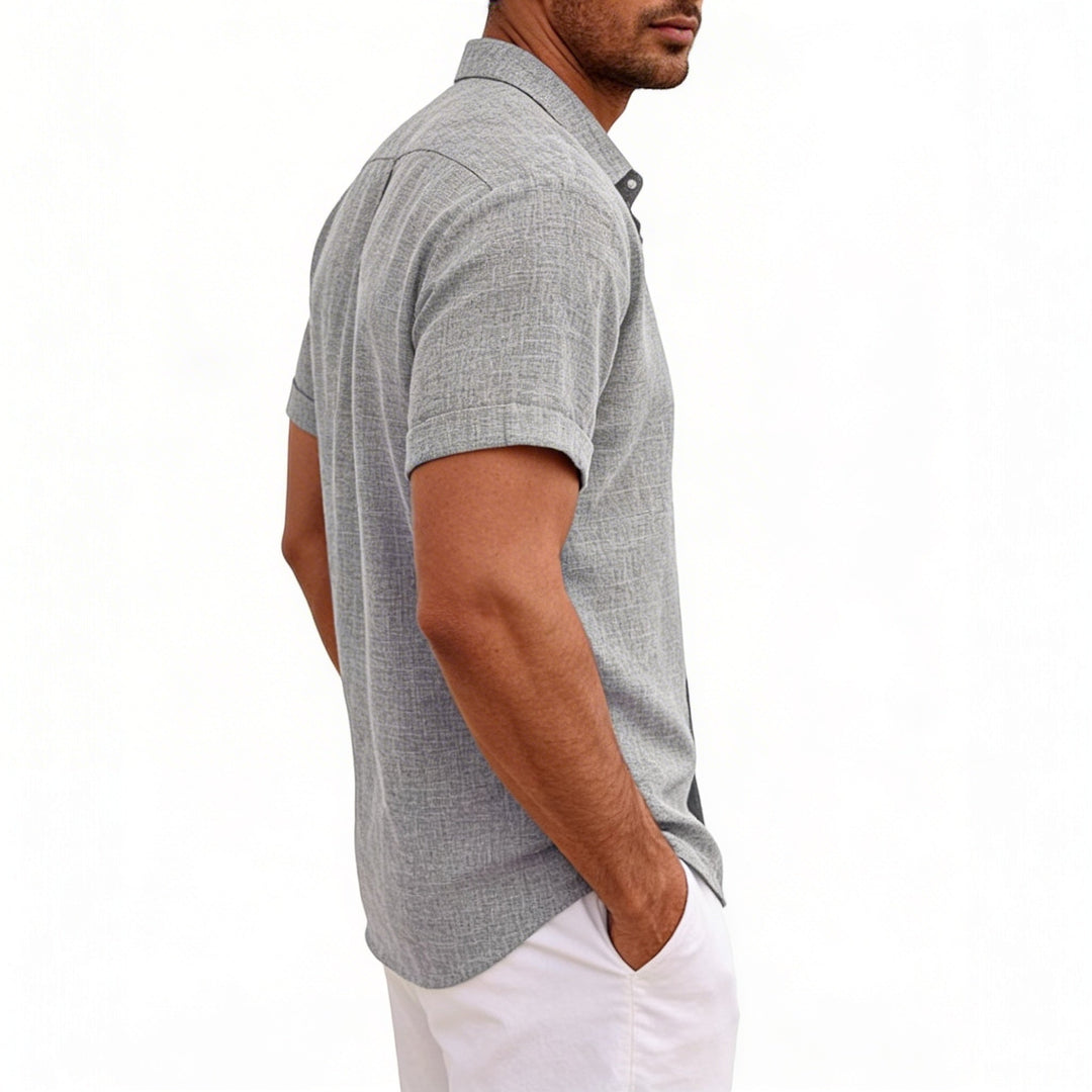 Men's Short Sleeve Button Up Linen Shirt