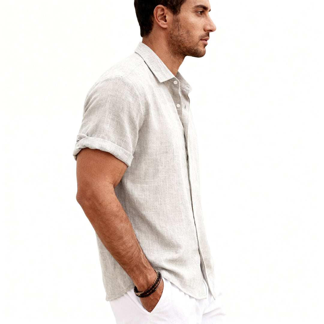 Men's Short Sleeve Button Up Linen Shirt