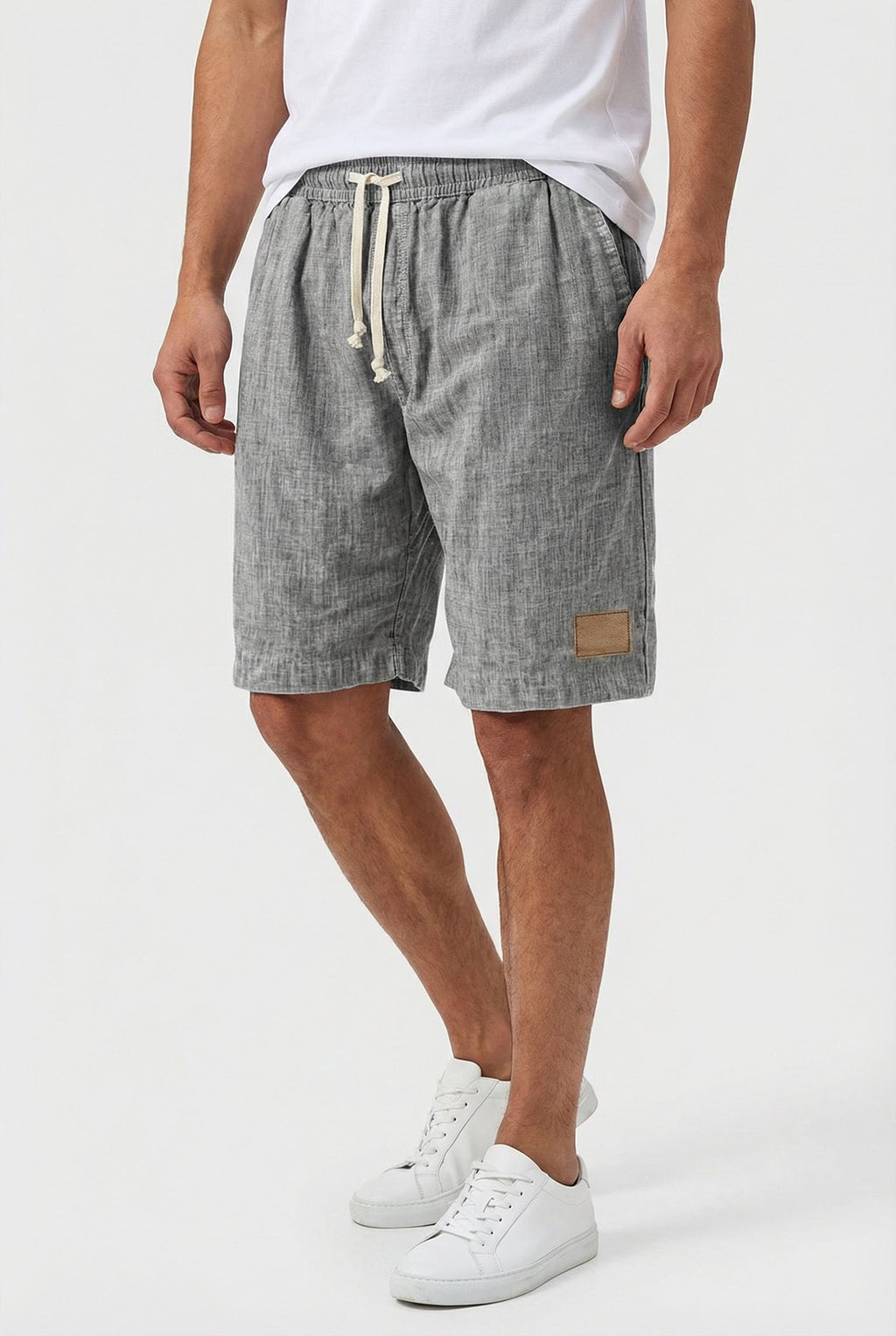 Men's Linen Casual Fit Shorts with Elastic Waistband