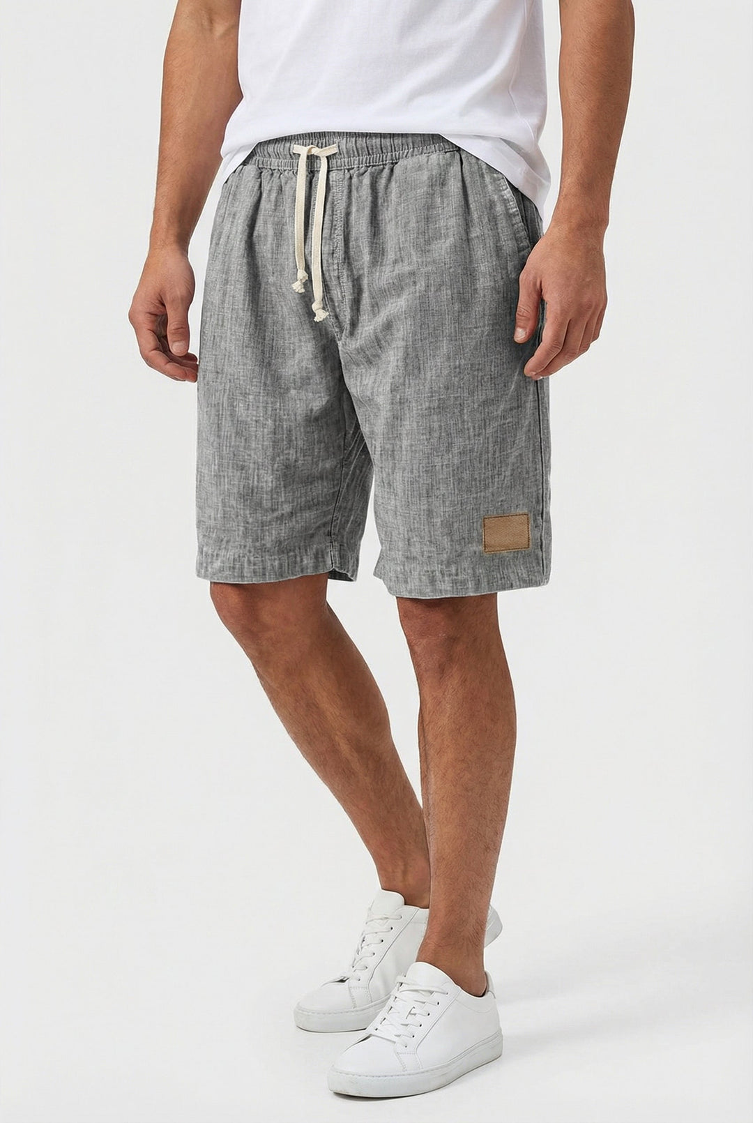 Men's Linen Casual Fit Shorts with Elastic Waistband