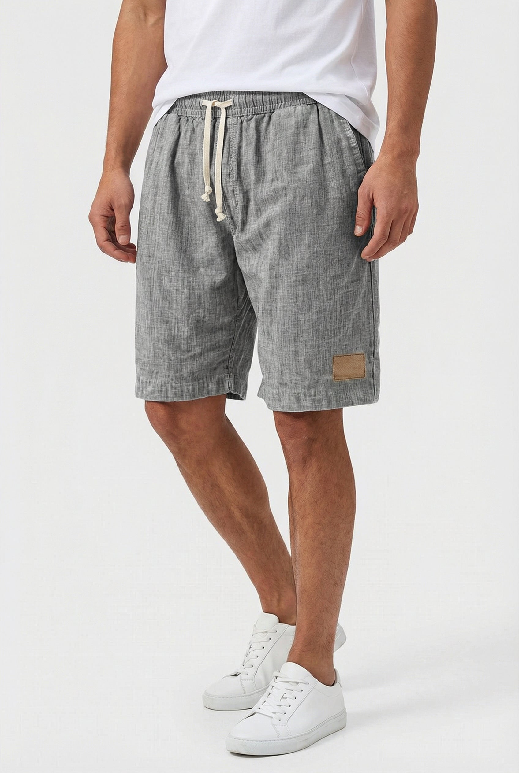 Men's Linen Casual Fit Shorts with Elastic Waistband