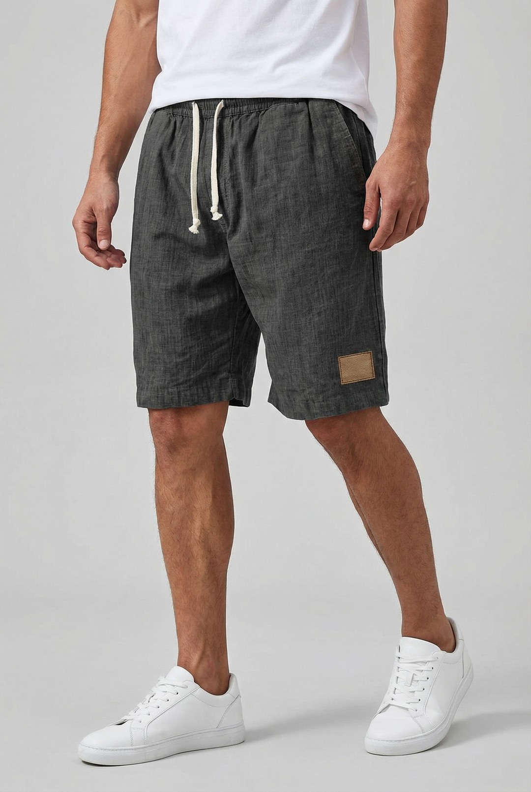 Men's Linen Casual Fit Shorts with Elastic Waistband