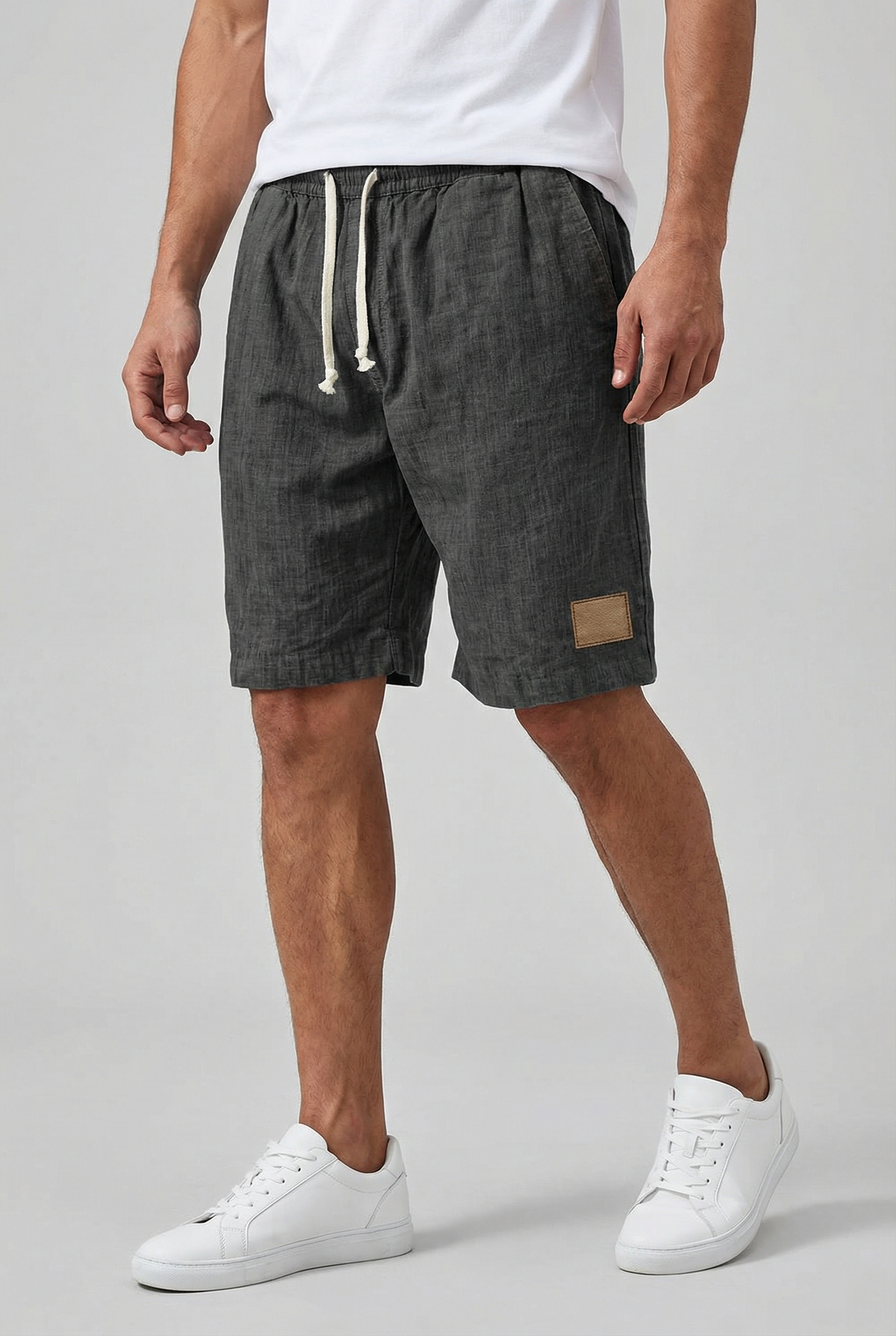 Men's Linen Casual Fit Shorts with Elastic Waistband