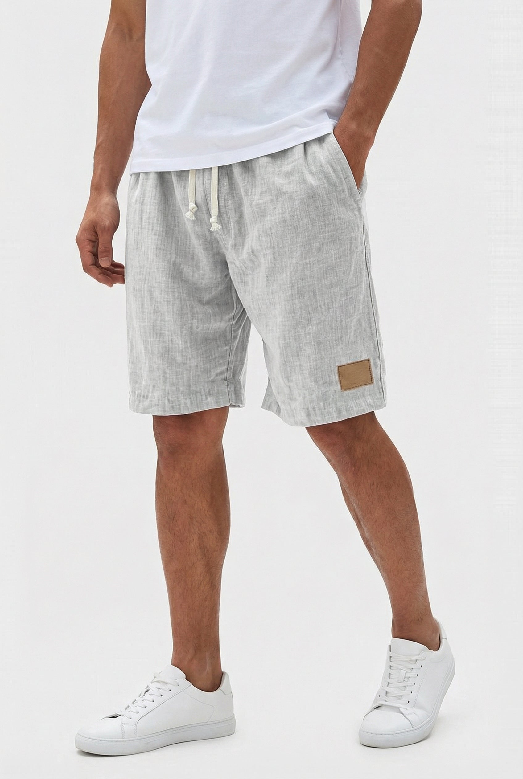 Men's Linen Casual Fit Shorts with Elastic Waistband