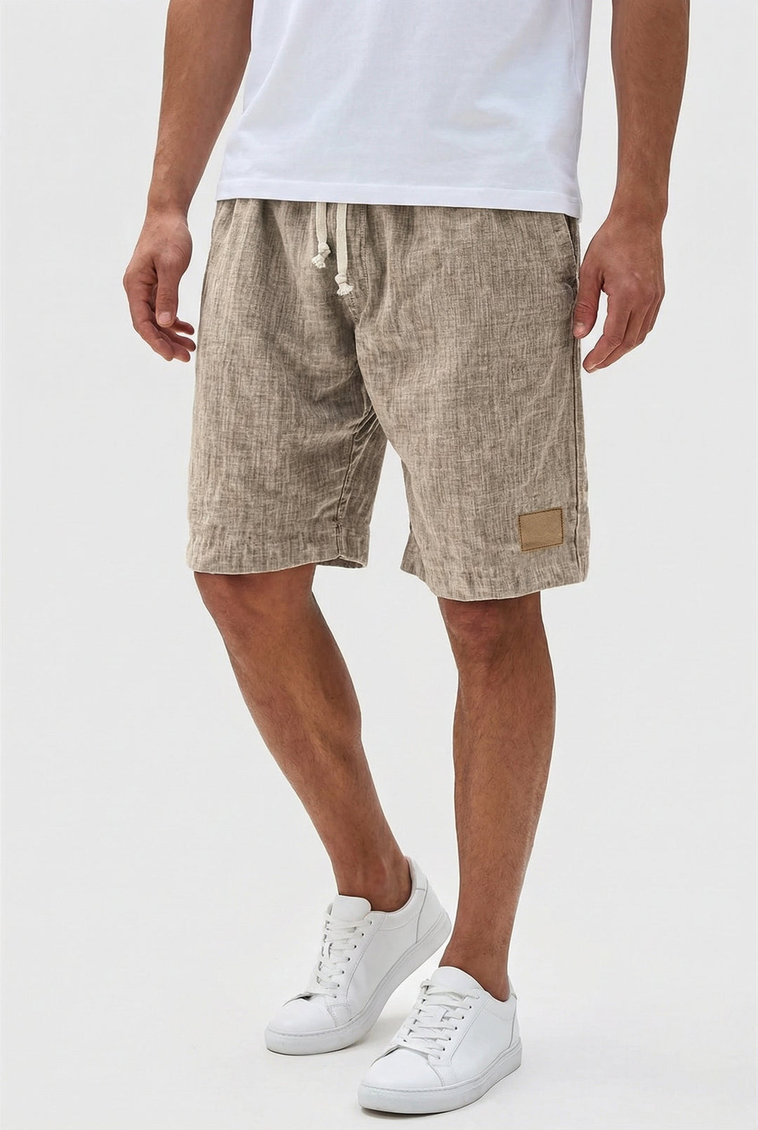 Men's Linen Casual Fit Shorts with Elastic Waistband