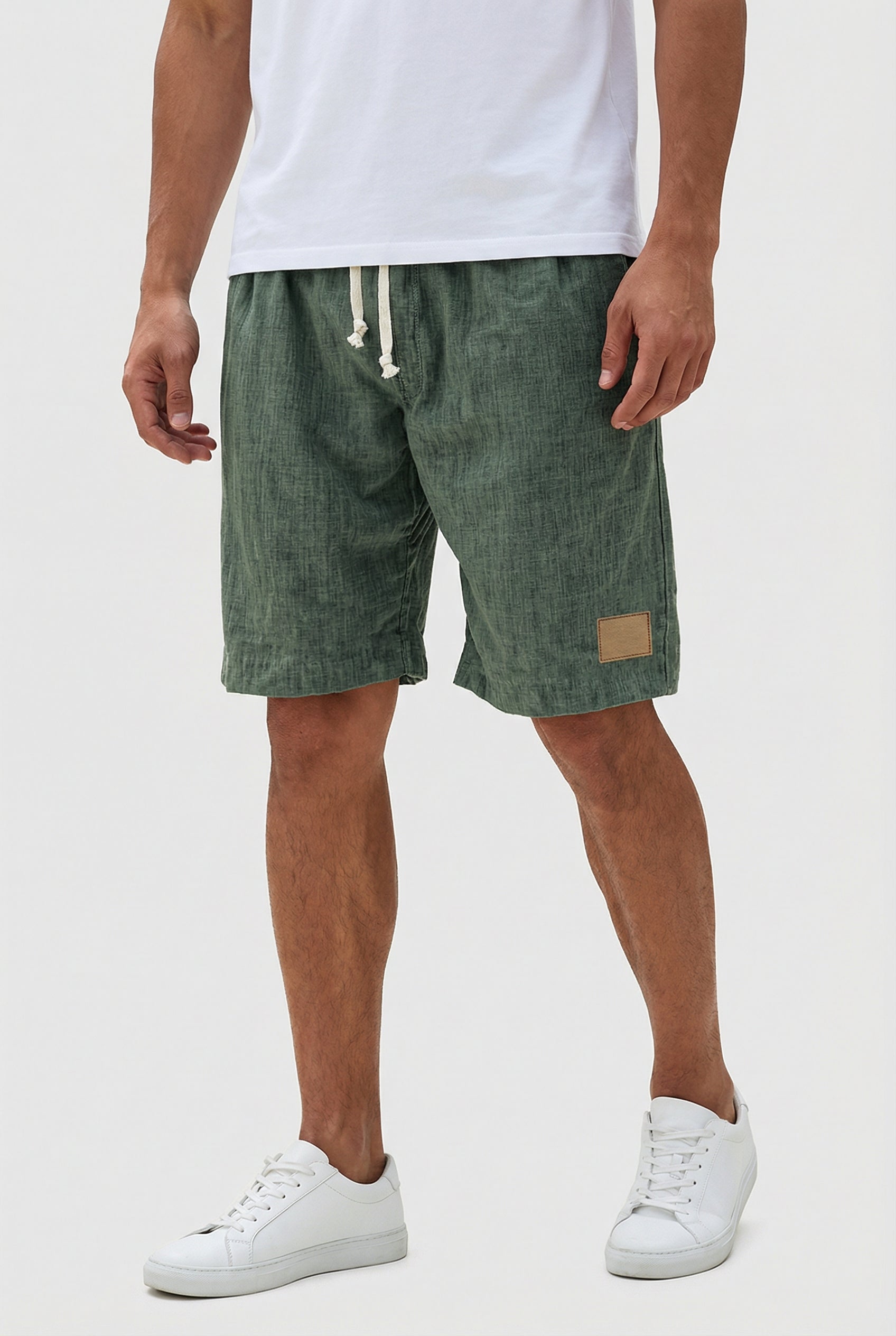 Men's Linen Casual Fit Shorts with Elastic Waistband