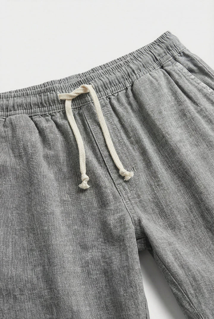 Men's Linen Casual Fit Shorts with Elastic Waistband