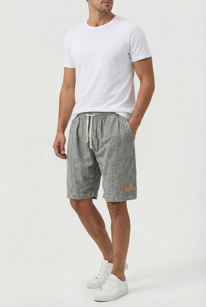 Men's Linen Casual Fit Shorts with Elastic Waistband