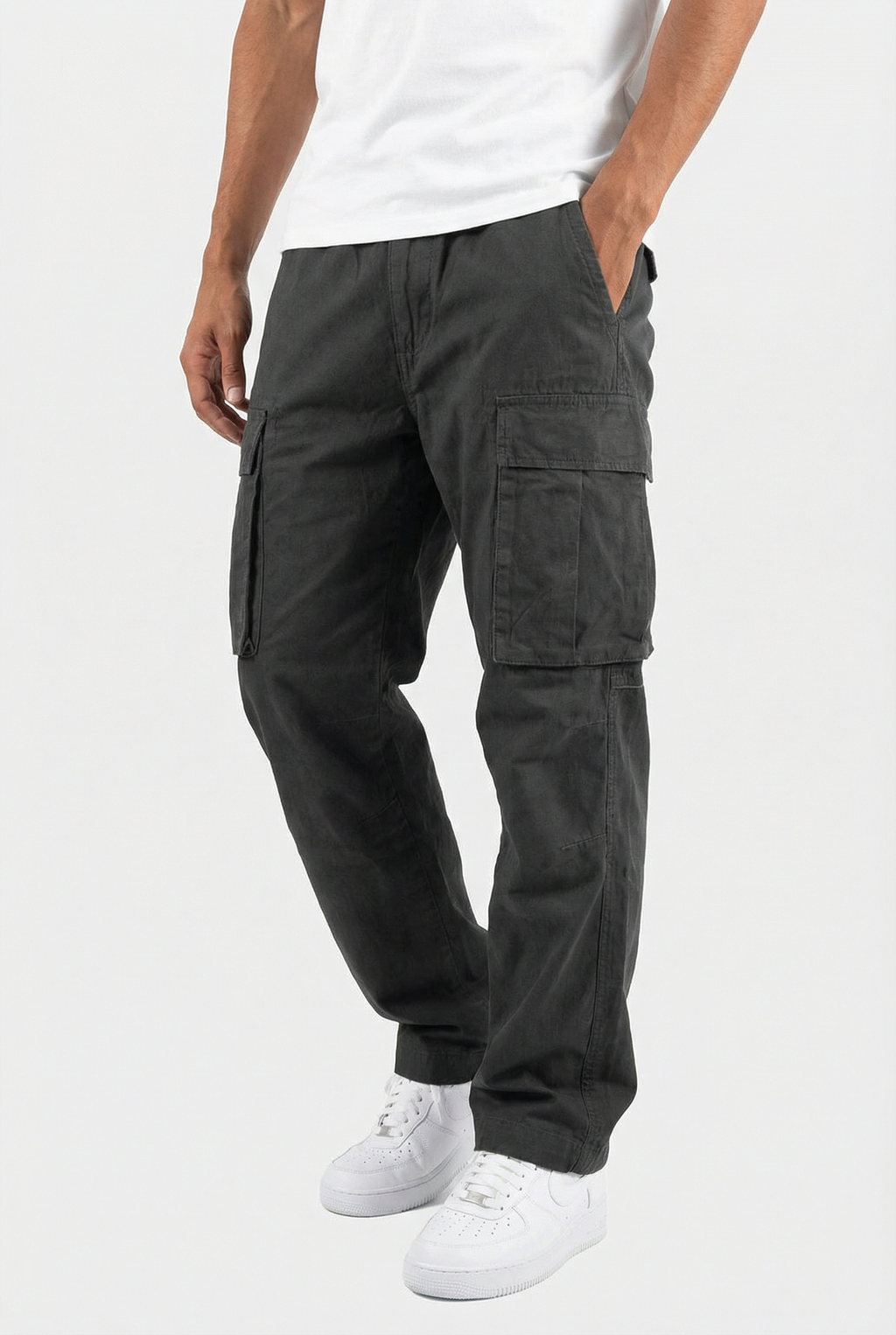 Men's Cargo Pants Relaxed Fit Cotton Blend Utility Pockets