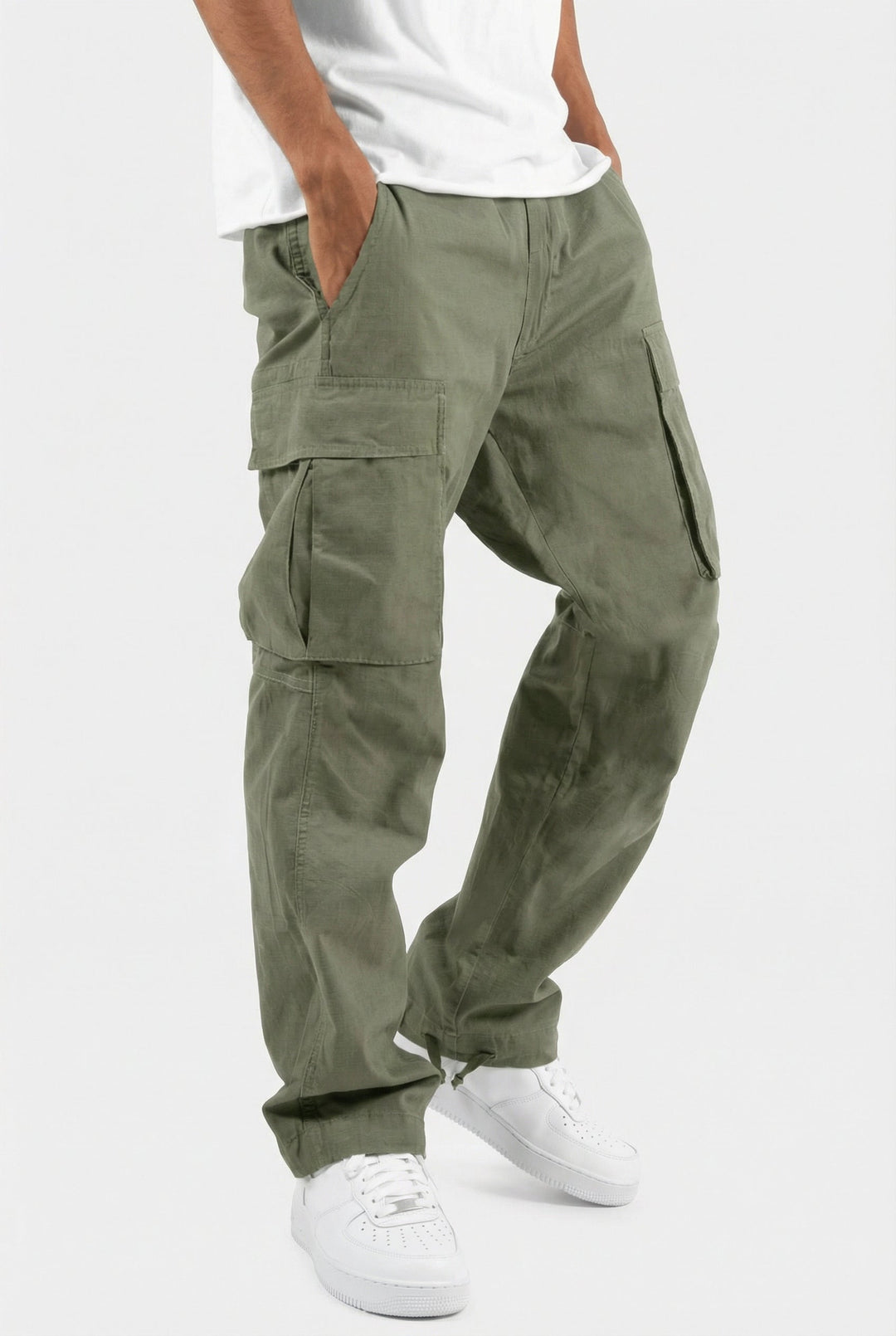 Men's Cargo Pants Relaxed Fit Cotton Blend Utility Pockets