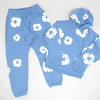 Printed Denim Tracksuit Set for Men and Women Casual Streetwear