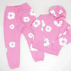Printed Denim Tracksuit Set for Men and Women Casual Streetwear