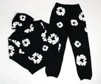 Printed Denim Tracksuit Set for Men and Women Casual Streetwear