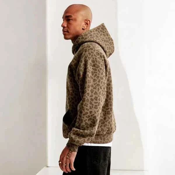 Leopard Print Unisex Hoodie Casual Streetwear Pullover Sweatshirt