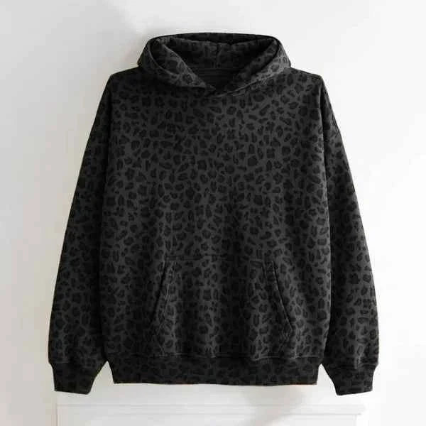 Leopard Print Unisex Hoodie Casual Streetwear Pullover Sweatshirt