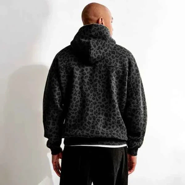 Leopard Print Unisex Hoodie Casual Streetwear Pullover Sweatshirt